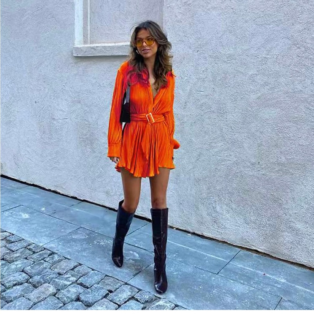 Long sleeved button down shirt dress
